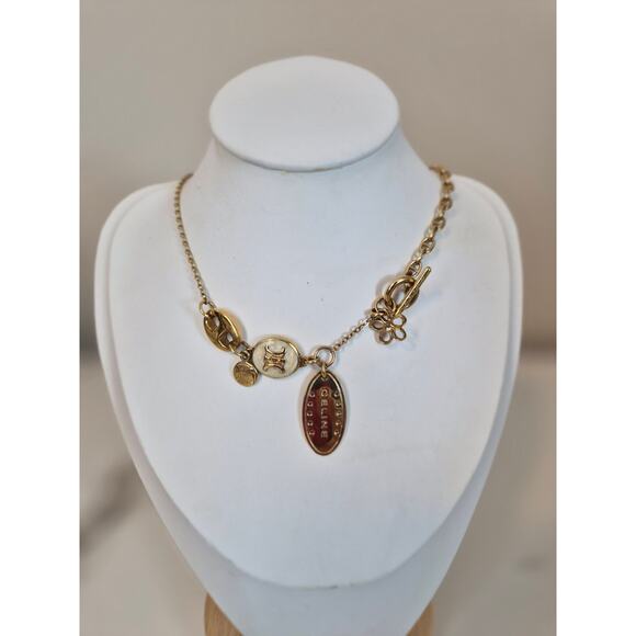 Celine Rare Vintage Triomphe Gold Charm Necklace - Picture 1 of 4